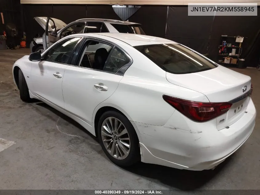 2019 Infiniti Q50 3.0T Luxe VIN: JN1EV7AR2KM558945 Lot: 40390349