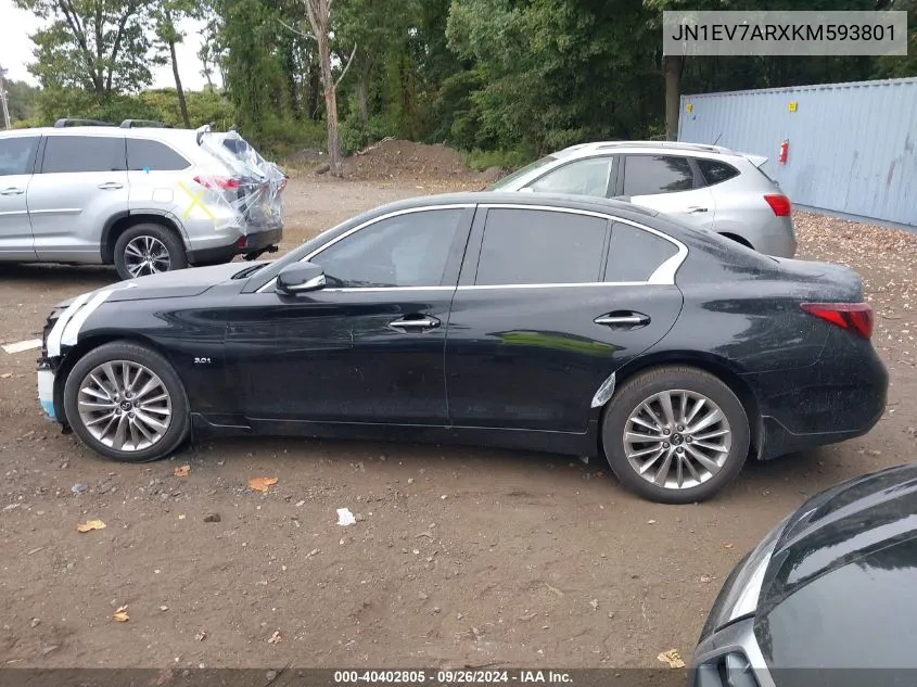 2019 Infiniti Q50 3.0T Luxe VIN: JN1EV7ARXKM593801 Lot: 40402805