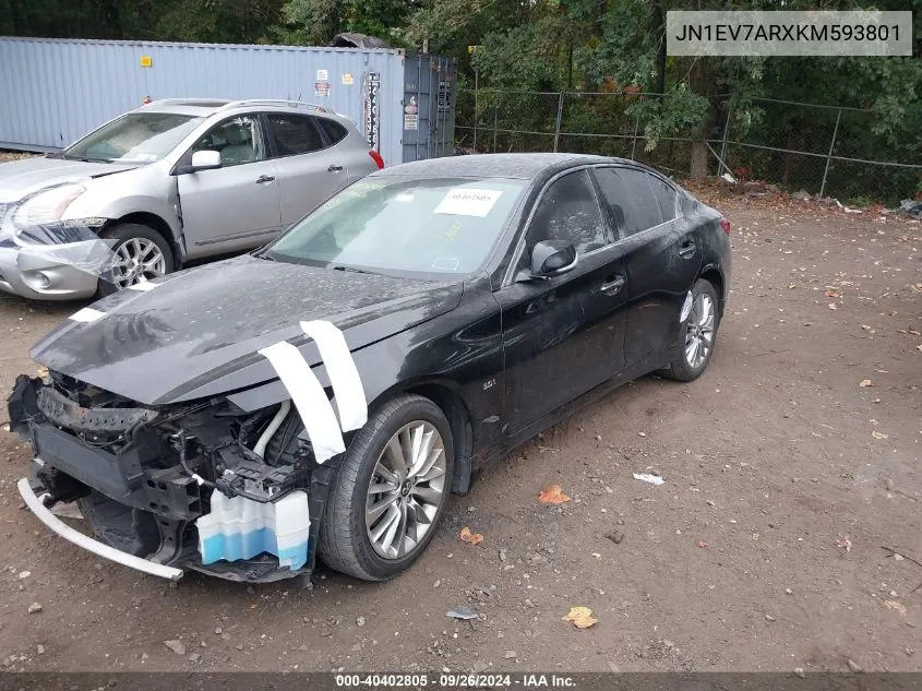 2019 Infiniti Q50 3.0T Luxe VIN: JN1EV7ARXKM593801 Lot: 40402805