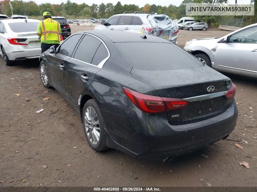 2019 Infiniti Q50 3.0T Luxe VIN: JN1EV7ARXKM593801 Lot: 40402805