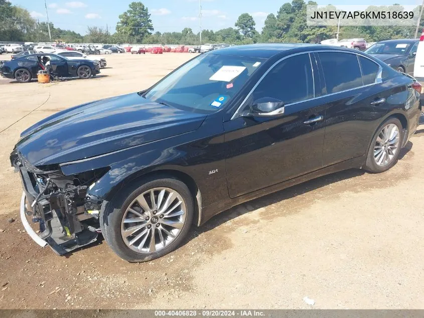 2019 Infiniti Q50 3.0T Luxe VIN: JN1EV7AP6KM518639 Lot: 40406828