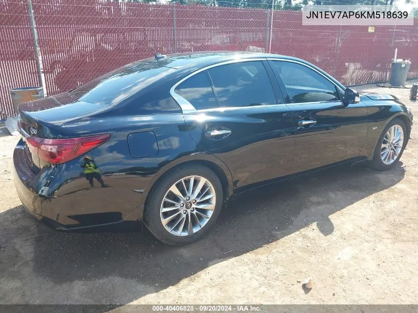 2019 Infiniti Q50 3.0T Luxe VIN: JN1EV7AP6KM518639 Lot: 40406828