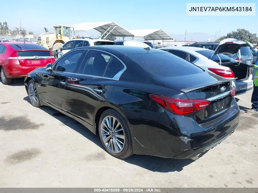 2019 Infiniti Q50 Luxe/Sport/Signature Edit VIN: JN1EV7AP6KM543184 Lot: 40415889