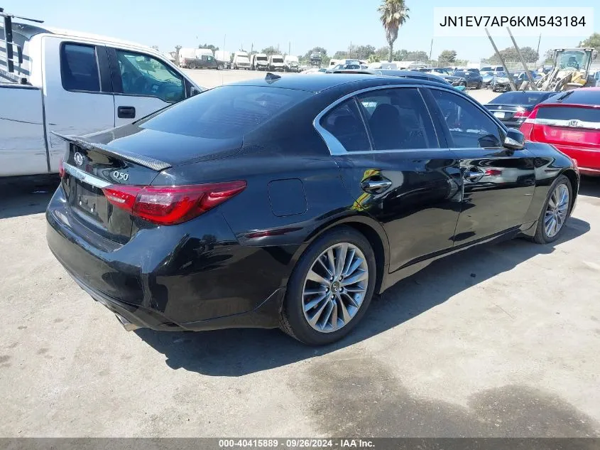 2019 Infiniti Q50 Luxe/Sport/Signature Edit VIN: JN1EV7AP6KM543184 Lot: 40415889