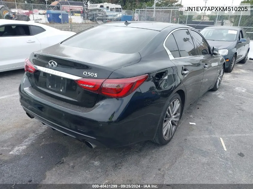 2019 Infiniti Q50 3.0T Sport VIN: JN1EV7APXKM510205 Lot: 40431299