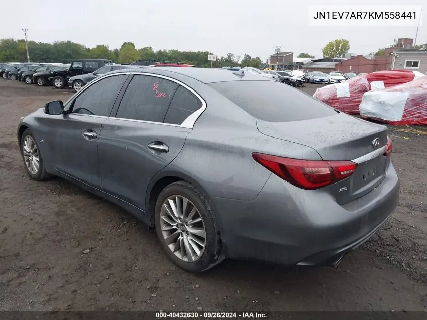 2019 Infiniti Q50 3.0T Luxe VIN: JN1EV7AR7KM558441 Lot: 40432630