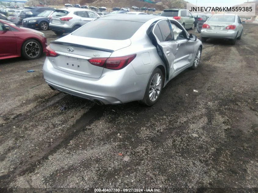 2019 Infiniti Q50 3.0T Luxe VIN: JN1EV7AR6KM559385 Lot: 40437780