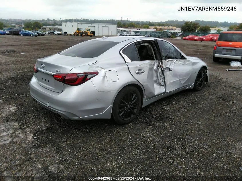 2019 Infiniti Q50 3.0T Luxe VIN: JN1EV7AR3KM559246 Lot: 40442965