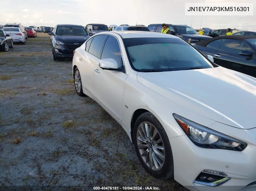 2019 Infiniti Q50 3.0T Luxe VIN: JN1EV7AP3KM516301 Lot: 40476181