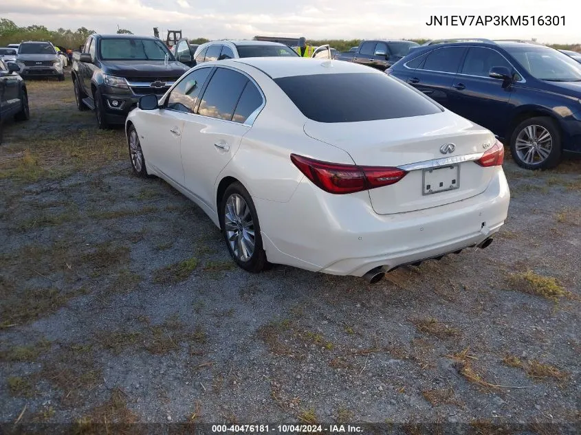 2019 Infiniti Q50 3.0T Luxe VIN: JN1EV7AP3KM516301 Lot: 40476181