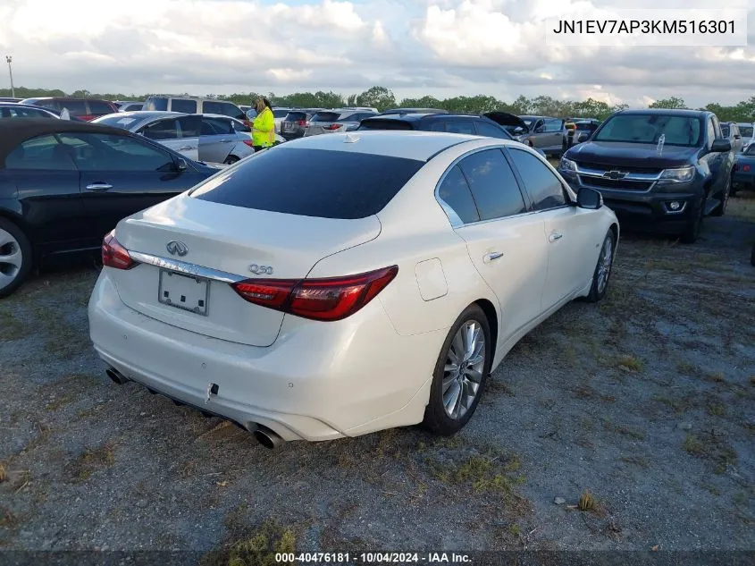 2019 Infiniti Q50 3.0T Luxe VIN: JN1EV7AP3KM516301 Lot: 40476181