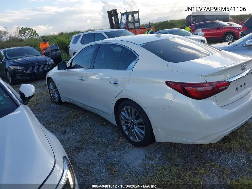 2019 Infiniti Q50 3.0T Luxe VIN: JN1EV7AP9KM541106 Lot: 40481812