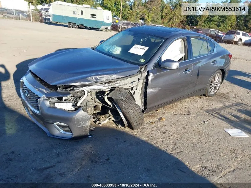 2019 Infiniti Q50 3.0T Luxe VIN: JN1EV7AR9KM553614 Lot: 40603953