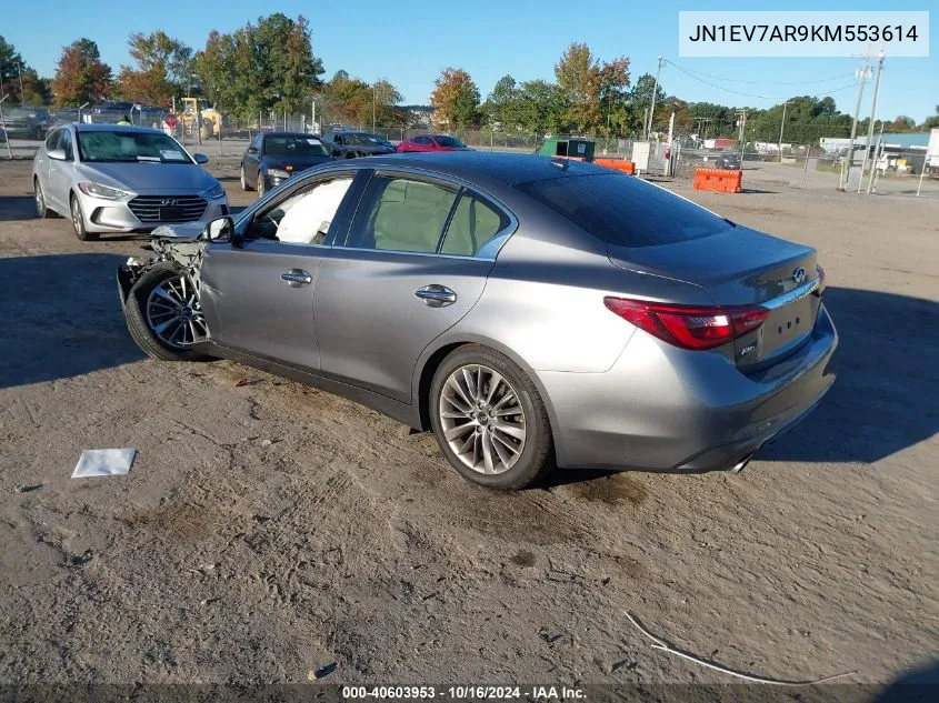 2019 Infiniti Q50 3.0T Luxe VIN: JN1EV7AR9KM553614 Lot: 40603953