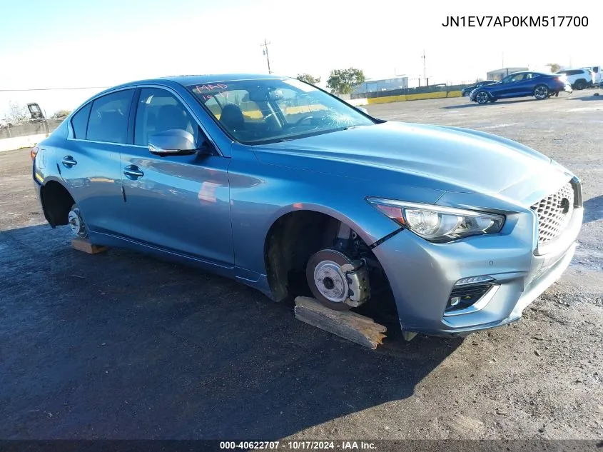 2019 Infiniti Q50 3.0T Luxe VIN: JN1EV7AP0KM517700 Lot: 40622707