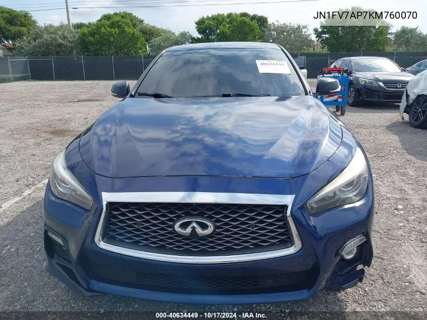 2019 Infiniti Q50 3.0T Red Sport 400 VIN: JN1FV7AP7KM760070 Lot: 40634449