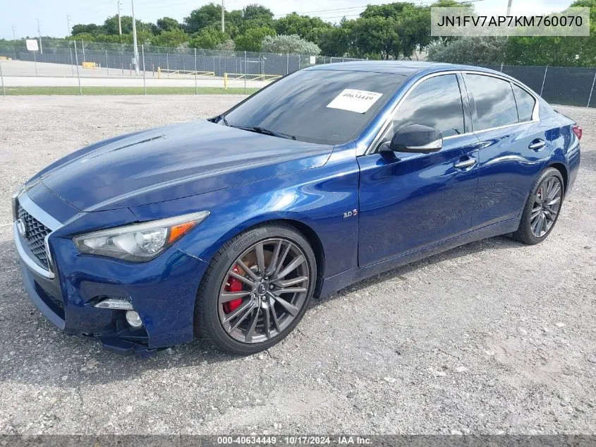 2019 Infiniti Q50 3.0T Red Sport 400 VIN: JN1FV7AP7KM760070 Lot: 40634449