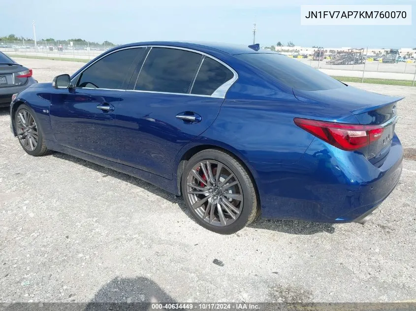 2019 Infiniti Q50 3.0T Red Sport 400 VIN: JN1FV7AP7KM760070 Lot: 40634449