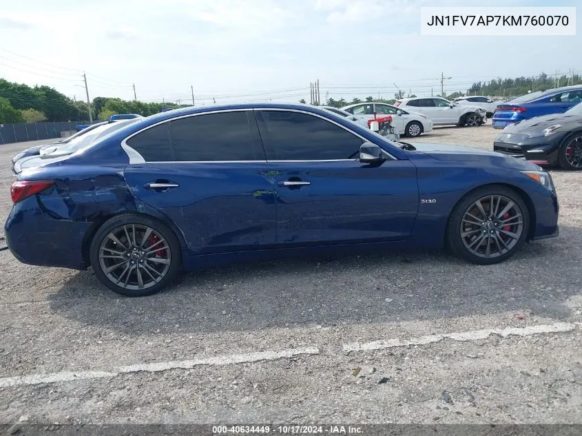 2019 Infiniti Q50 3.0T Red Sport 400 VIN: JN1FV7AP7KM760070 Lot: 40634449