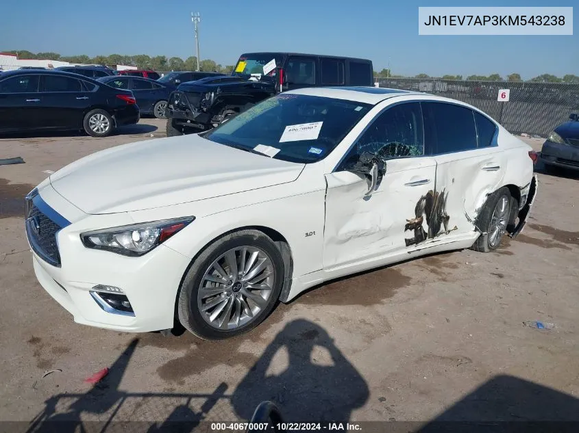 JN1EV7AP3KM543238 2019 Infiniti Q50 3.0T Luxe