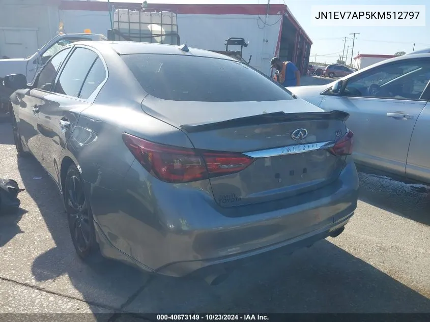 2019 Infiniti Q50 3.0T Luxe VIN: JN1EV7AP5KM512797 Lot: 40673149