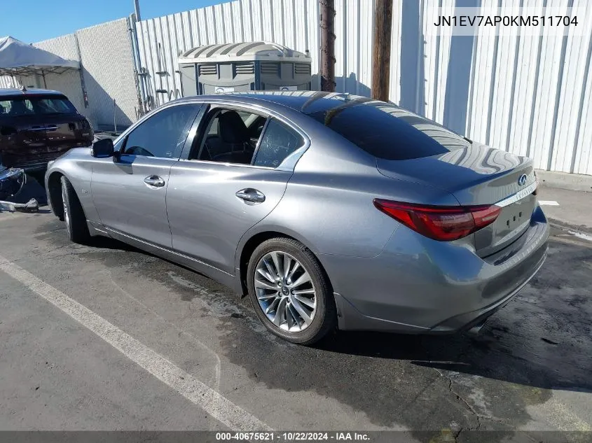 2019 Infiniti Q50 3.0T Luxe VIN: JN1EV7AP0KM511704 Lot: 40675621