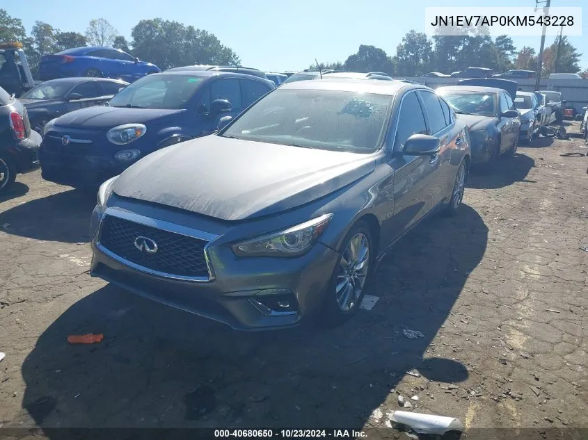 2019 Infiniti Q50 3.0T Luxe VIN: JN1EV7AP0KM543228 Lot: 40680650