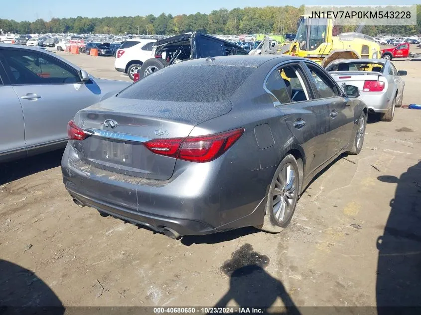 2019 Infiniti Q50 3.0T Luxe VIN: JN1EV7AP0KM543228 Lot: 40680650