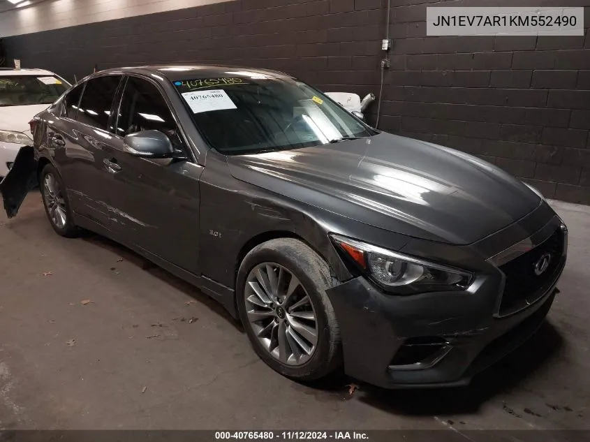 2019 Infiniti Q50 3.0T Luxe VIN: JN1EV7AR1KM552490 Lot: 40765480