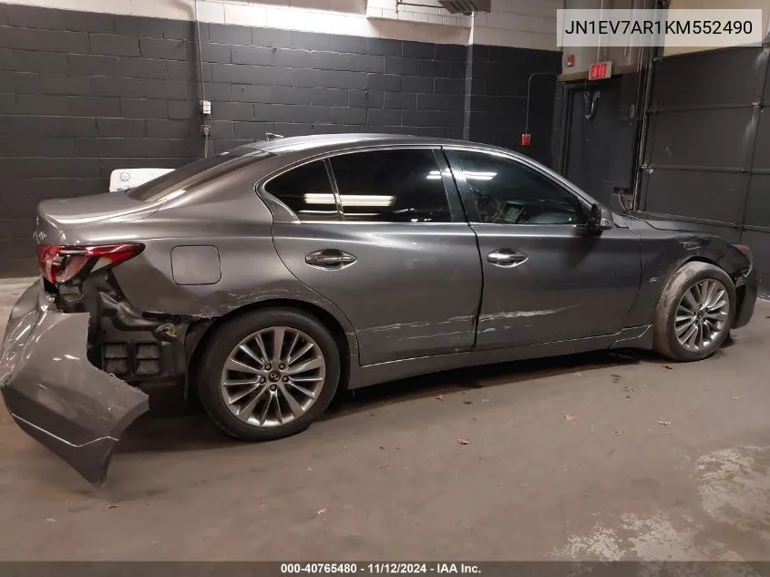 2019 Infiniti Q50 3.0T Luxe VIN: JN1EV7AR1KM552490 Lot: 40765480