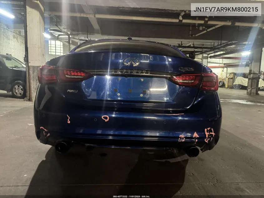 2019 Infiniti Q50 3.0T Red Sport 400 VIN: JN1FV7AR9KM800215 Lot: 40773332