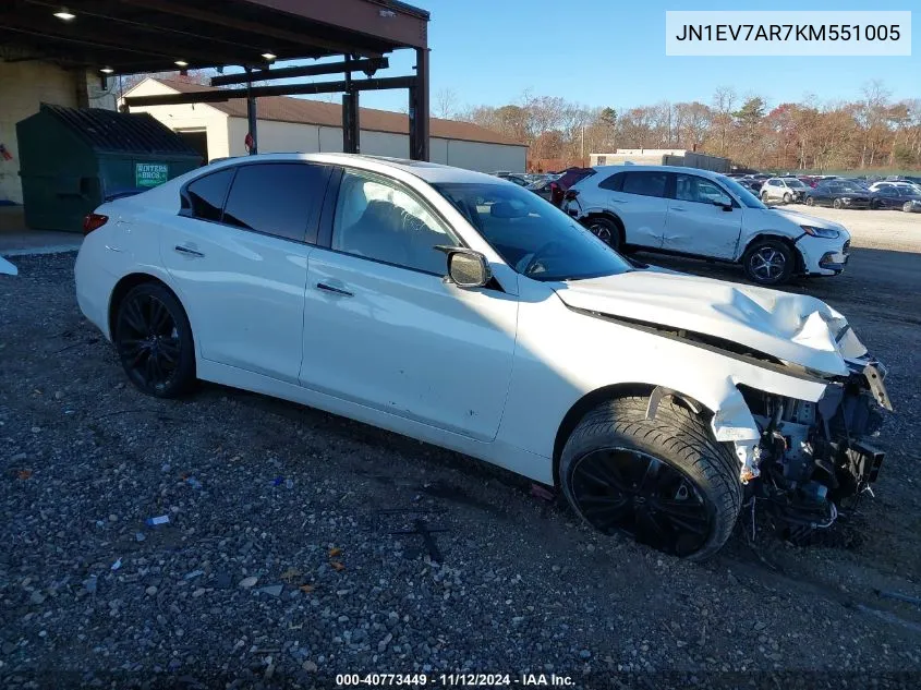 2019 Infiniti Q50 3.0T Sport VIN: JN1EV7AR7KM551005 Lot: 40773449