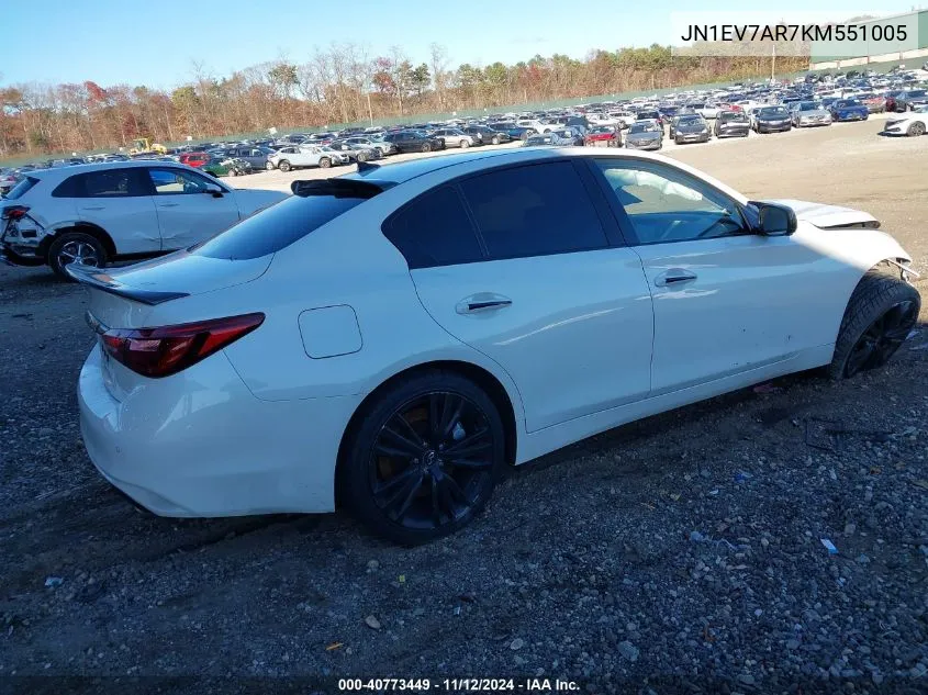 2019 Infiniti Q50 3.0T Sport VIN: JN1EV7AR7KM551005 Lot: 40773449