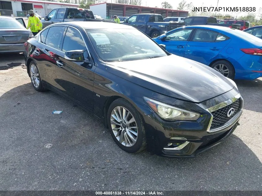 2019 Infiniti Q50 3.0T Luxe VIN: JN1EV7AP1KM518838 Lot: 40851838