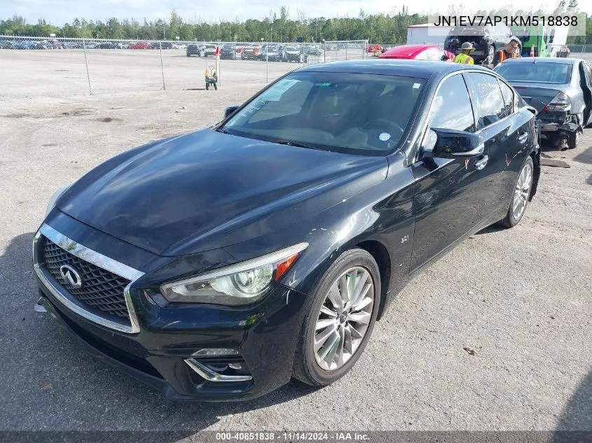 2019 Infiniti Q50 3.0T Luxe VIN: JN1EV7AP1KM518838 Lot: 40851838