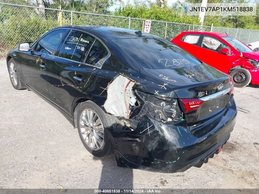 2019 Infiniti Q50 3.0T Luxe VIN: JN1EV7AP1KM518838 Lot: 40851838