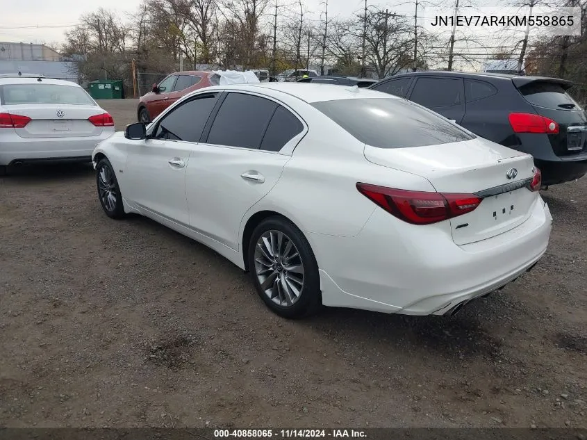 2019 Infiniti Q50 3.0T Luxe VIN: JN1EV7AR4KM558865 Lot: 40858065