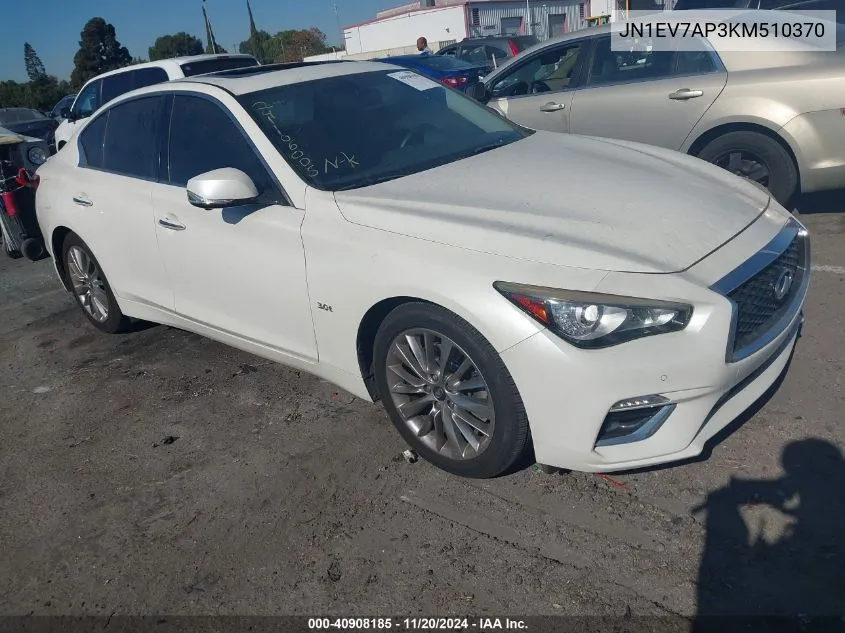 2019 Infiniti Q50 3.0T Luxe VIN: JN1EV7AP3KM510370 Lot: 40908185