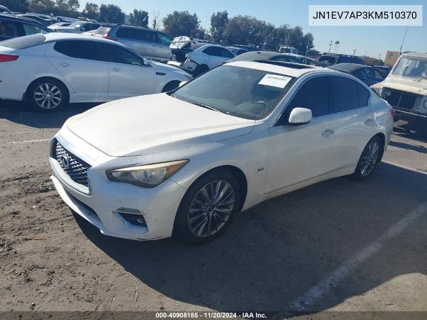 2019 Infiniti Q50 3.0T Luxe VIN: JN1EV7AP3KM510370 Lot: 40908185