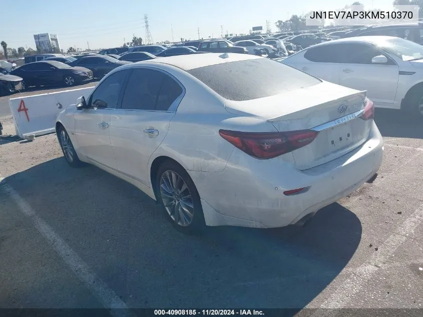 2019 Infiniti Q50 3.0T Luxe VIN: JN1EV7AP3KM510370 Lot: 40908185