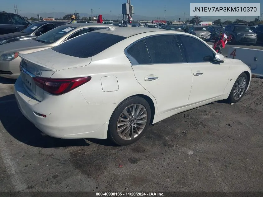 2019 Infiniti Q50 3.0T Luxe VIN: JN1EV7AP3KM510370 Lot: 40908185