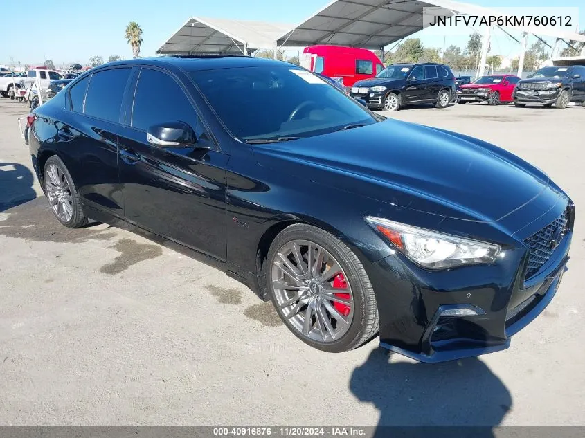 2019 Infiniti Q50 3.0T Red Sport 400 VIN: JN1FV7AP6KM760612 Lot: 40916876