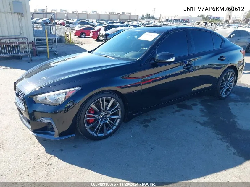 2019 Infiniti Q50 3.0T Red Sport 400 VIN: JN1FV7AP6KM760612 Lot: 40916876