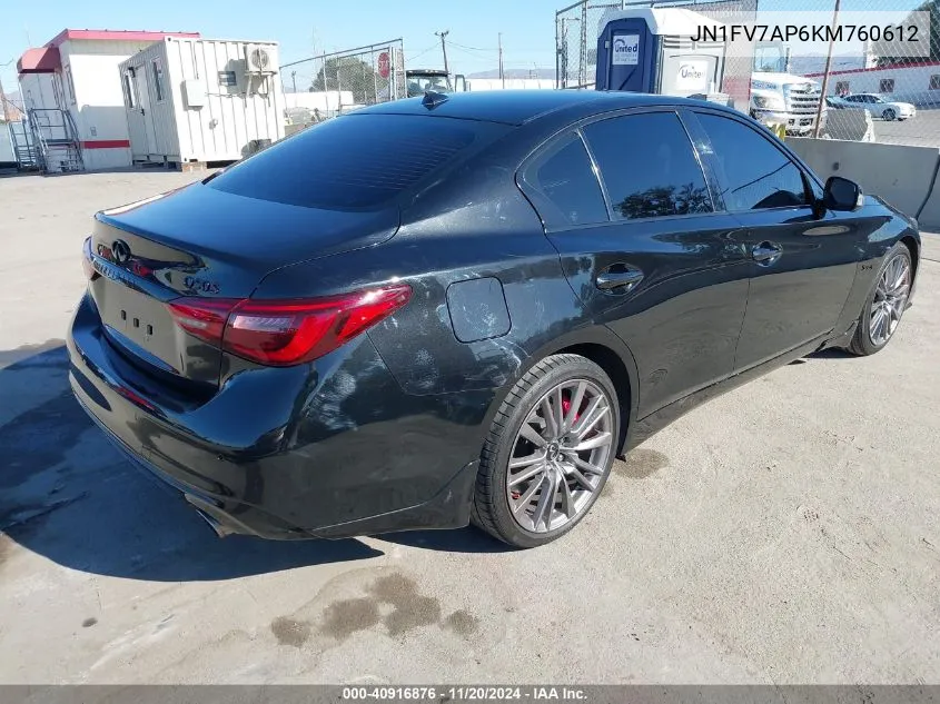 2019 Infiniti Q50 3.0T Red Sport 400 VIN: JN1FV7AP6KM760612 Lot: 40916876