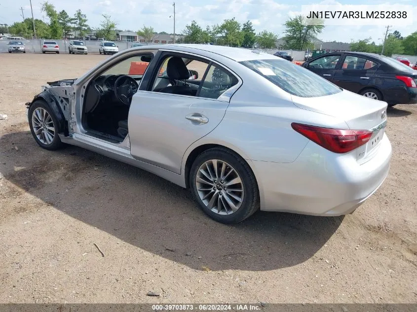 2020 Infiniti Q50 Luxe Awd VIN: JN1EV7AR3LM252838 Lot: 39703873