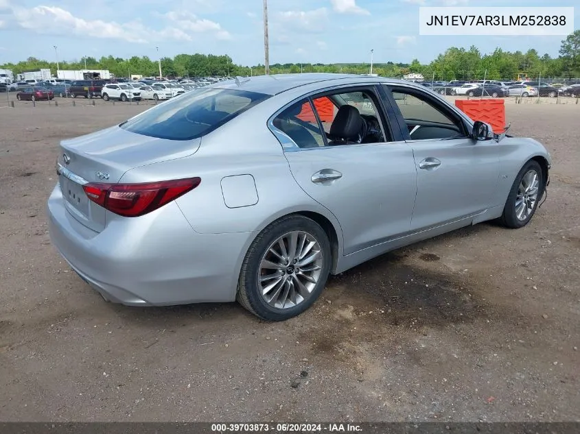 2020 Infiniti Q50 Luxe Awd VIN: JN1EV7AR3LM252838 Lot: 39703873