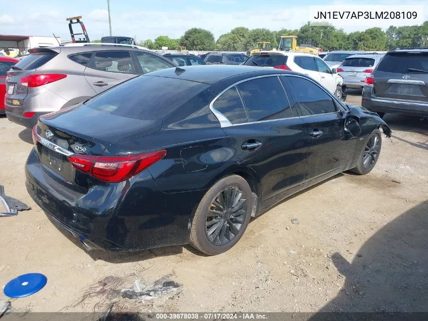 2020 Infiniti Q50 Luxe VIN: JN1EV7AP3LM208109 Lot: 39878038