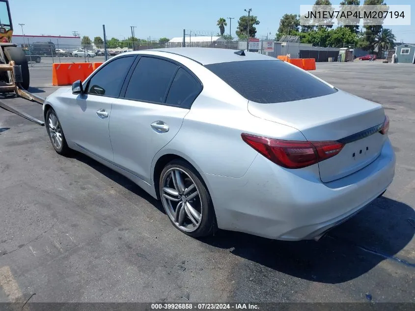 2020 Infiniti Q50 Luxe VIN: JN1EV7AP4LM207194 Lot: 39926858