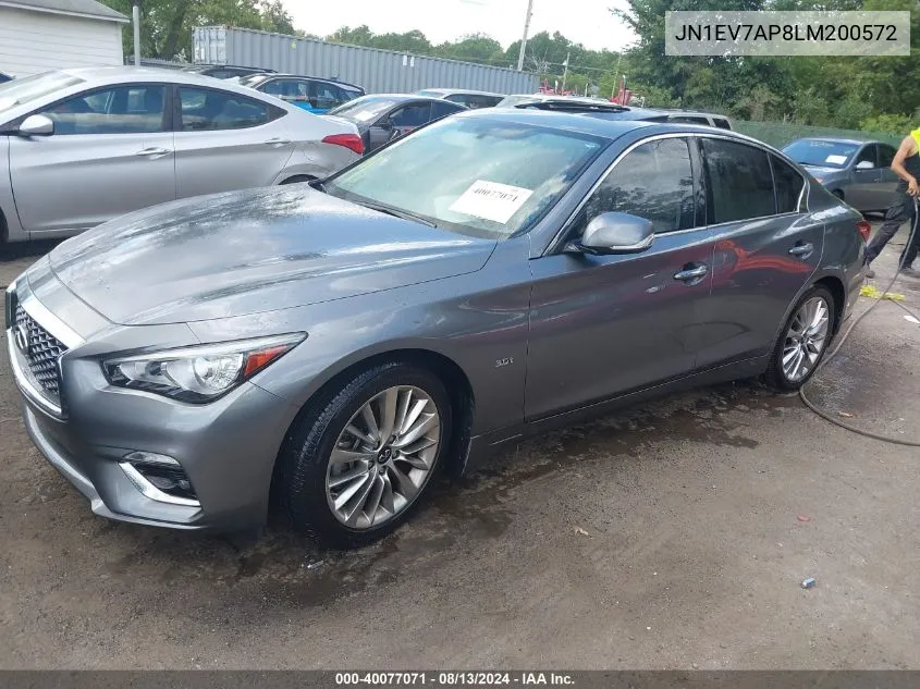 2020 Infiniti Q50 Luxe VIN: JN1EV7AP8LM200572 Lot: 40077071