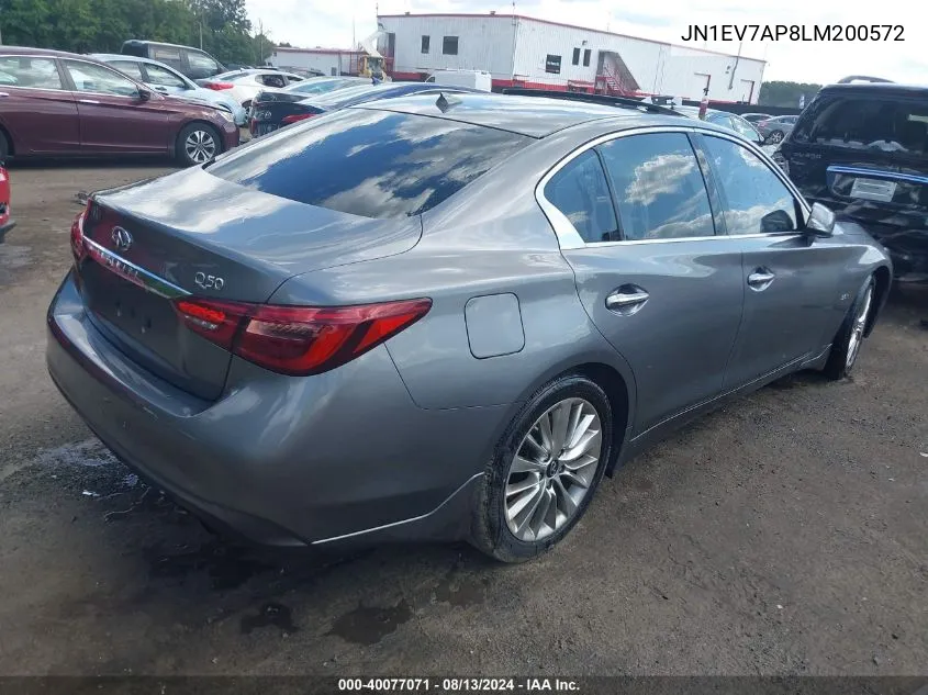 2020 Infiniti Q50 Luxe VIN: JN1EV7AP8LM200572 Lot: 40077071